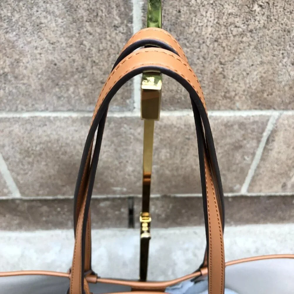 MICHAEL KORS Eliza All Over Tote Bag Purse Monogram Shoulder Bag Brown East West